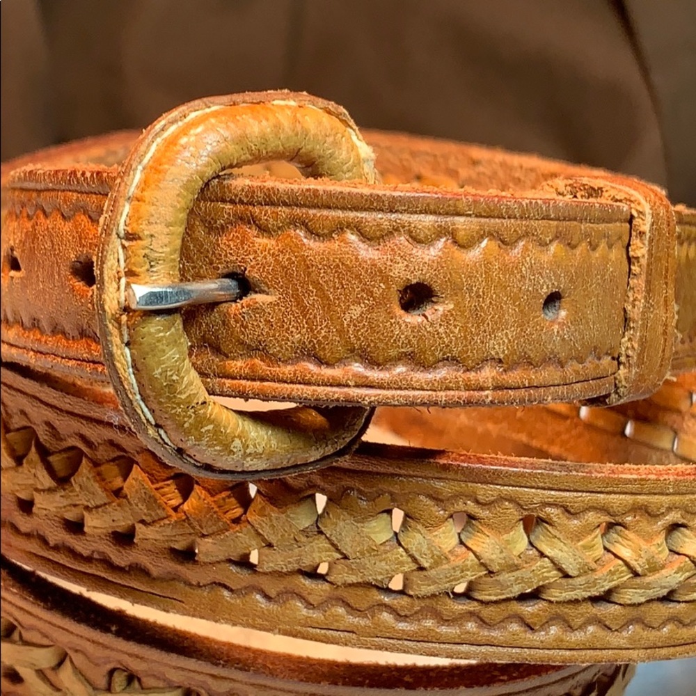 Handcrafted Woven Narrow Leather Belt View 2